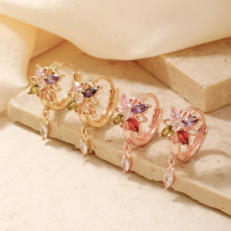 1 Pair Elegant Glam Shiny Cat Inlay Copper Zircon K Gold Plated Rhodium Plated Earrings