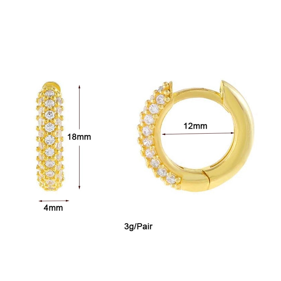 1 Pair Simple Style Geometric Inlay Copper Zircon Gold Plated Ear Studs