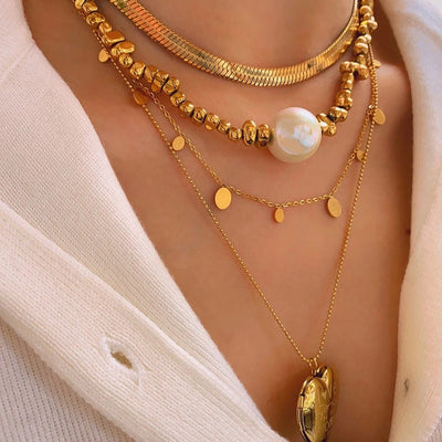 Jewelry Simple Style Geometric 304 Stainless Steel 18K Gold Plated Multi Charms Necklace