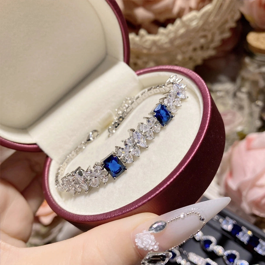 Copper Inlay Water Droplets Heart Shape Rectangle Artificial Gemstones Bracelets