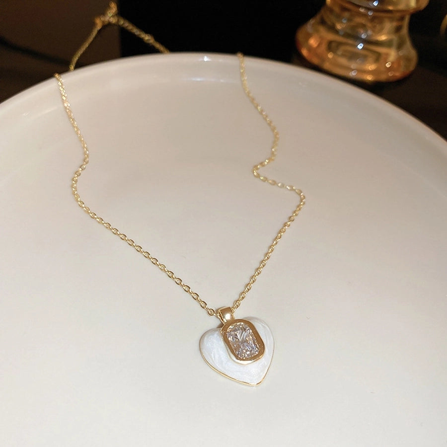 Copper Enamel Heart Shape Pendant Necklace