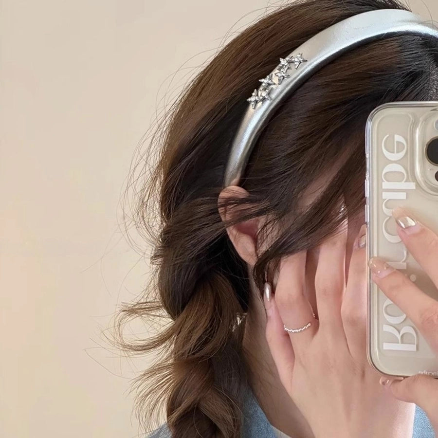 Women's Simple Style Classic Style Solid Color Pu Leather Hair Band