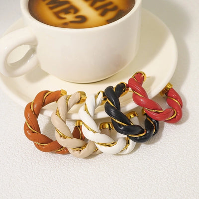 1 Pair IG Style Vacation Commute C Shape Plating 304 Stainless Steel Artificial Leather Earrings