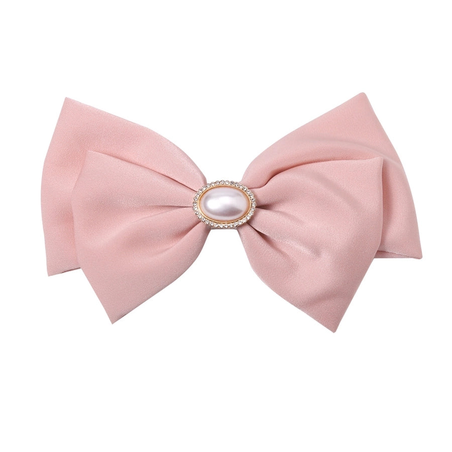 Women's Simple Style Classic Style Bow Knot Cloth Inlay Pearl Hair Clip