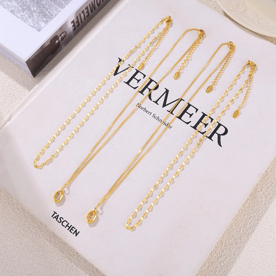 Jewelry Simple Style Korean Style Hexagon 304 Stainless Steel 18K Gold Plated Plating Pendant Necklace Necklace