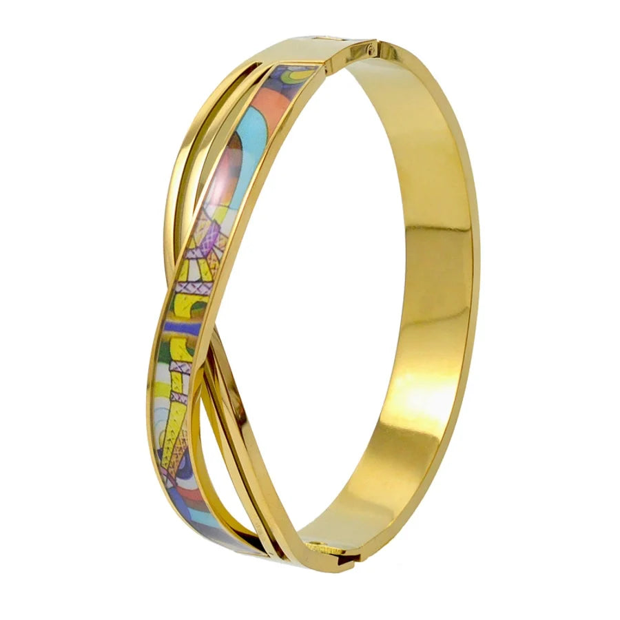 Nordic Style Luxurious Artistic Colorful Titanium Steel Gold Plated Titanium Steel Bangle In Bulk