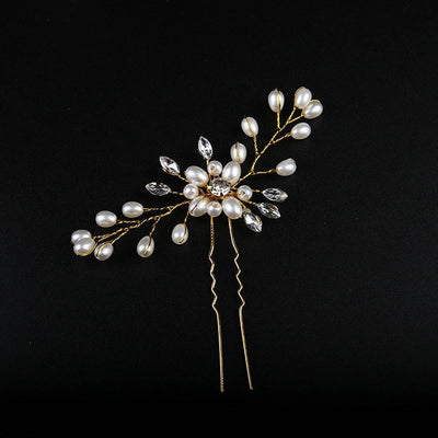 Women's Elegant Solid Color Imitation Pearl Rhinestone Hairpin