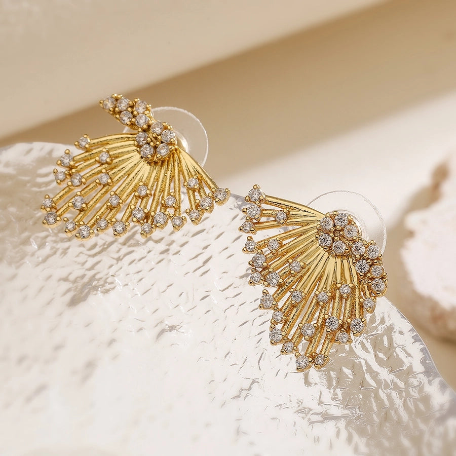 1 Pair Retro Simple Style Commute Butterfly Inlay Copper Zircon 18K Gold Plated Ear Studs