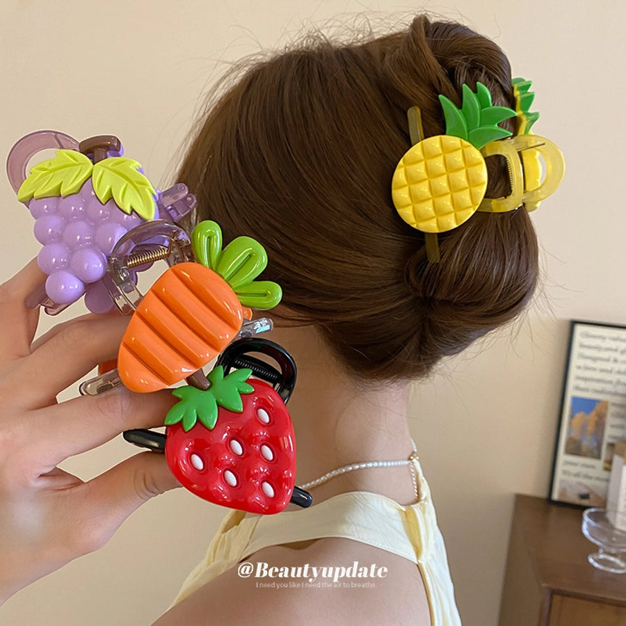 Cute Sweet Women's Fruit Strawberry Arylic Fruit Hair Claws