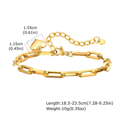 IG Style Heart Shape 201 Stainless Steel 18K Gold Plated Bracelets In Bulk