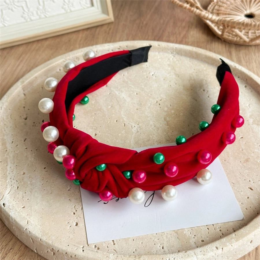 New Knotted Wide Brim Hair Band Pearl Rhinestone Fashionable High-Grade Headband Hair Fixer  Hair Accessories