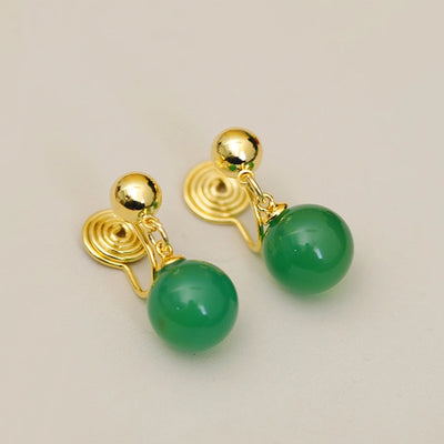 French style light luxury red agate mosquito coil ear clip women's simple elegant retro court style earless earrings high-grade