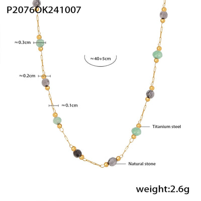 Luxurious Vacation chain natural stone 18K Gold Plated Necklace In Bulk