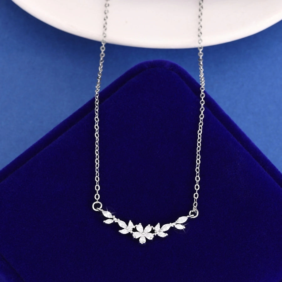 Jewelry Princess Sweet Pastoral Star Flower Butterfly Copper Zircon Imitation Gold  Necklace