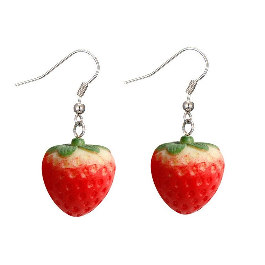 Europe and the United States  personality sweet three-dimensional resin simulation strawberry earrings earrings creative female fun fruit earrings
