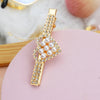 fairy style bow knot metal inlay rhinestones pearl hair clip 1 piece