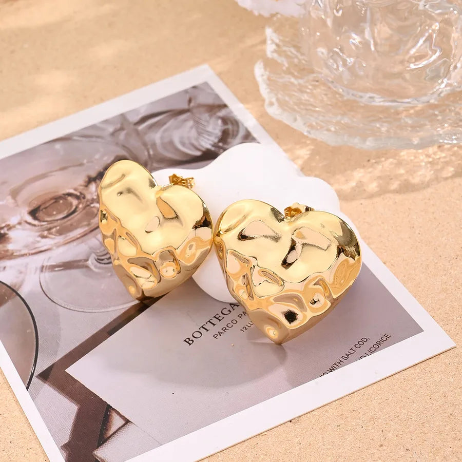 1 Pair/Package Casual Vacation Modern Style Heart Shape Horseshoe Buckle Handmade Polishing Plating Copper 18K Gold Plated Silver Plated Ear Studs