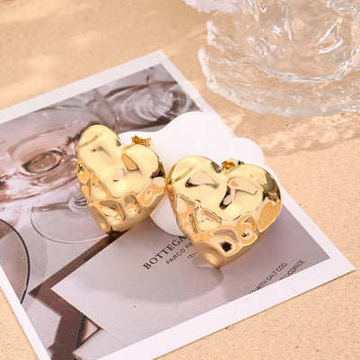 1 Pair/Package Casual Vacation Modern Style Heart Shape Horseshoe Buckle Handmade Polishing Plating Copper 18K Gold Plated Silver Plated Ear Studs