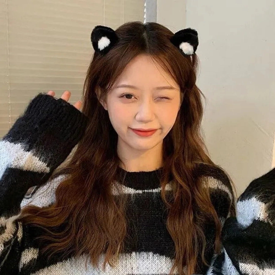 Salt Sweet Plush Ear Clip Three-dimensional Cartoon Clip Super Cute Girl's Heart Bangs Clip Pair Clip Japanese and Korean Hair Accessories