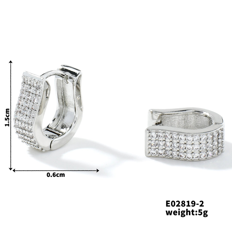 1 Pair Lady Sweet U Shape Inlay Copper Zircon K Gold Plated Rhodium Plated Earrings