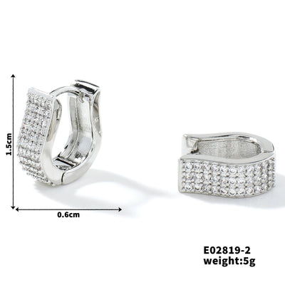 1 Pair Lady Sweet U Shape Inlay Copper Zircon K Gold Plated Rhodium Plated Earrings