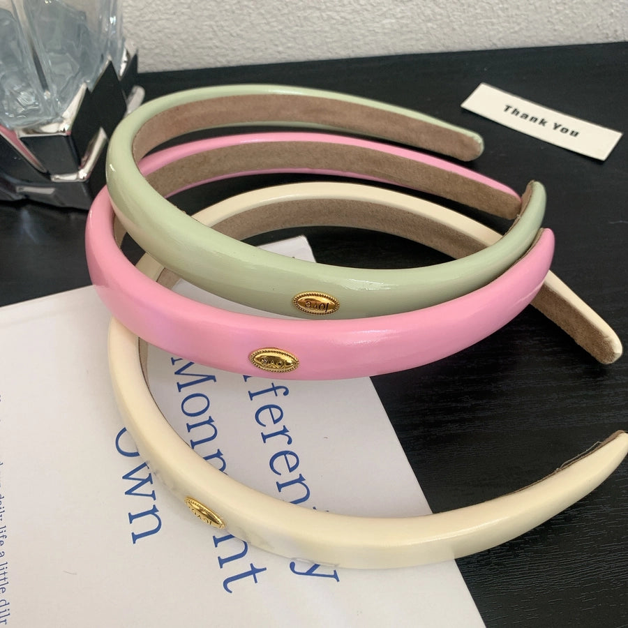 Women's Elegant Simple Style Solid Color Leather Hair Band