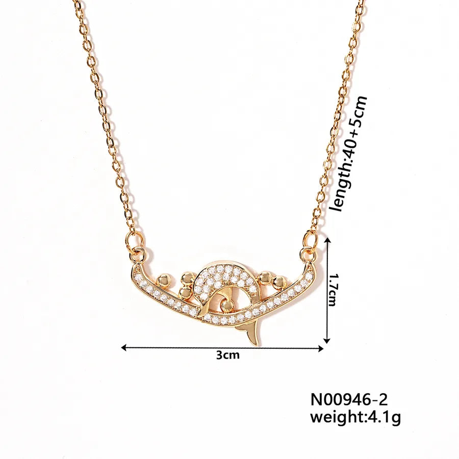 Wholesale Jewelry Simple Style Classic Style Animal Water Droplets 304 Stainless Steel Copper Zircon K Gold Plated Inlay Pendant Necklace cable chain