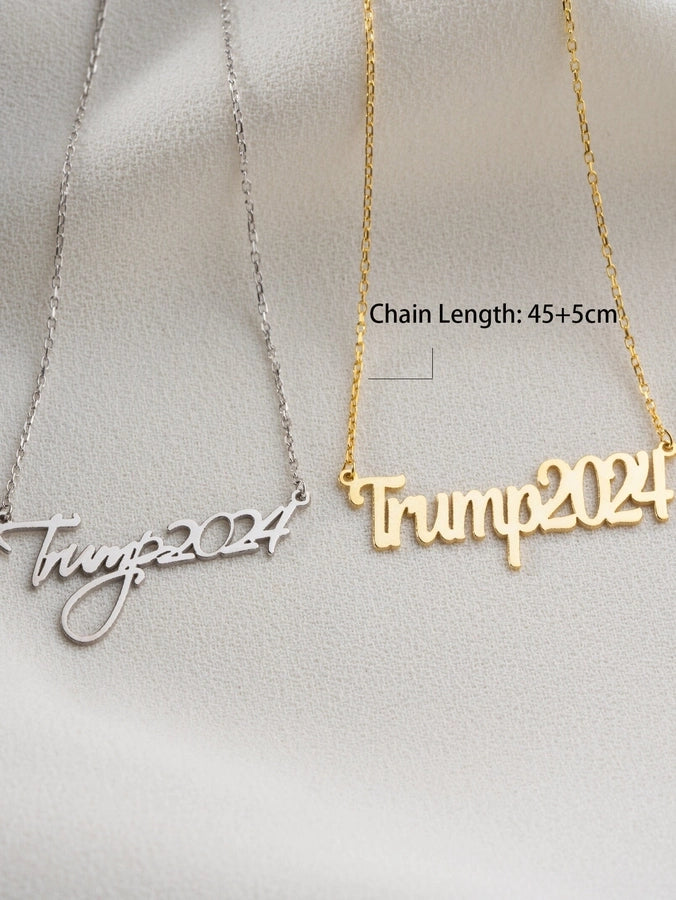 Jewelry Retro Funny Novelty Donald Trump Letter 316 Stainless Steel  Pendant Necklace