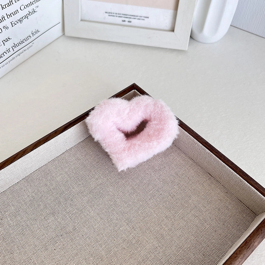 Women's Sweet Heart Shape Faux rabbit fur Plastic Handmade Hair Clip