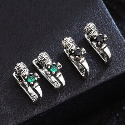 1 Pair Hip-Hop Crown Copper Zircon Earrings