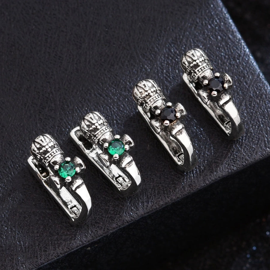 1 Pair Hip-Hop Crown Copper Zircon Earrings