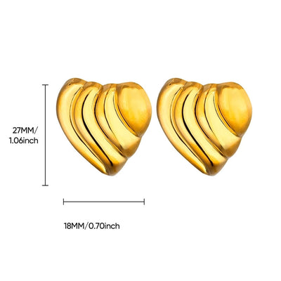1 Pair Vintage Style Heart Shape 304 Stainless Steel 18K Gold Plated Ear Studs