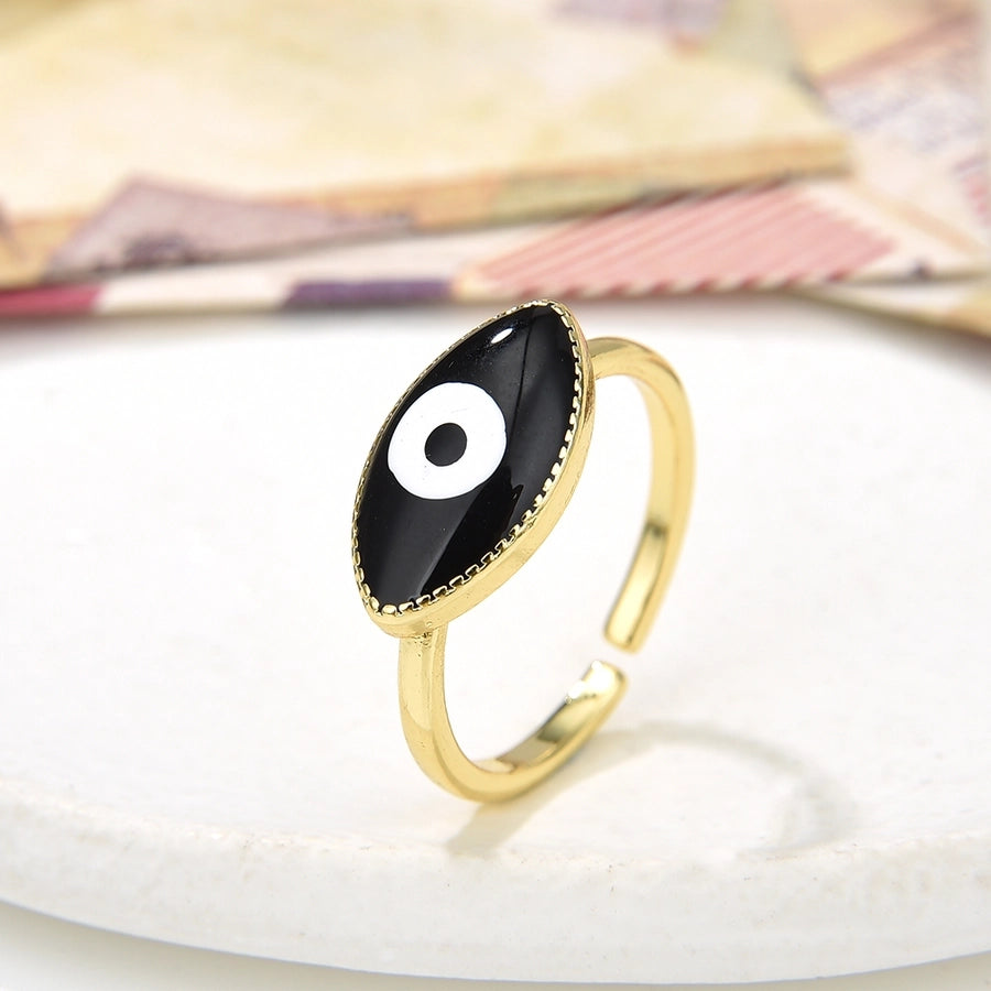 Copper Plating 18K Color Retaining Glossy Dripping Oval Open Ring