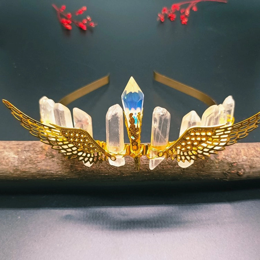 retro crown natural crystal hair band