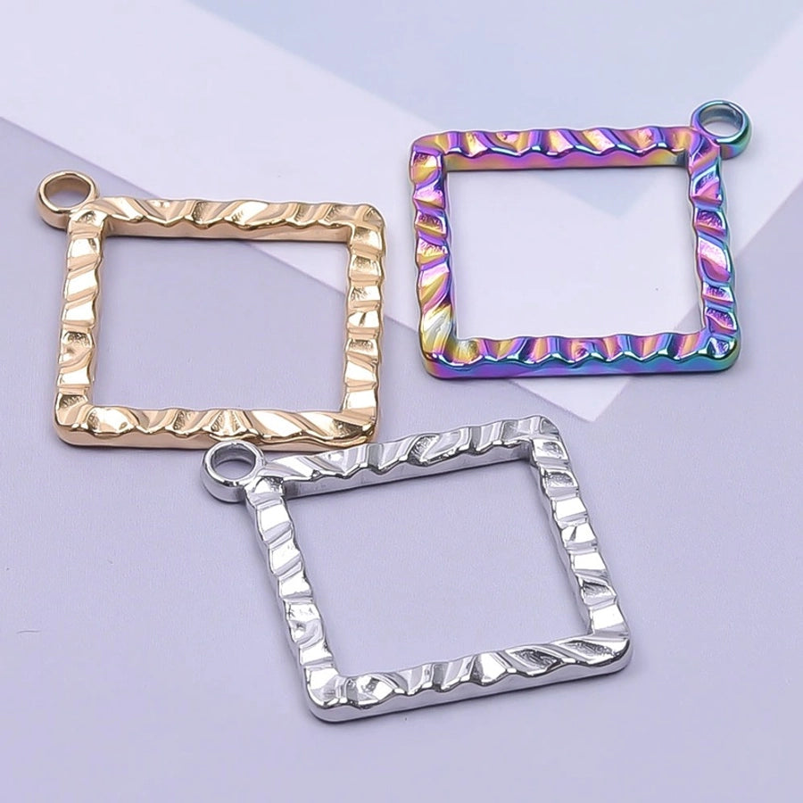 Jewelry Basic Simple Style Classic Style Square 304 Stainless Steel 18K Gold Plated Plating Pendant Necklace