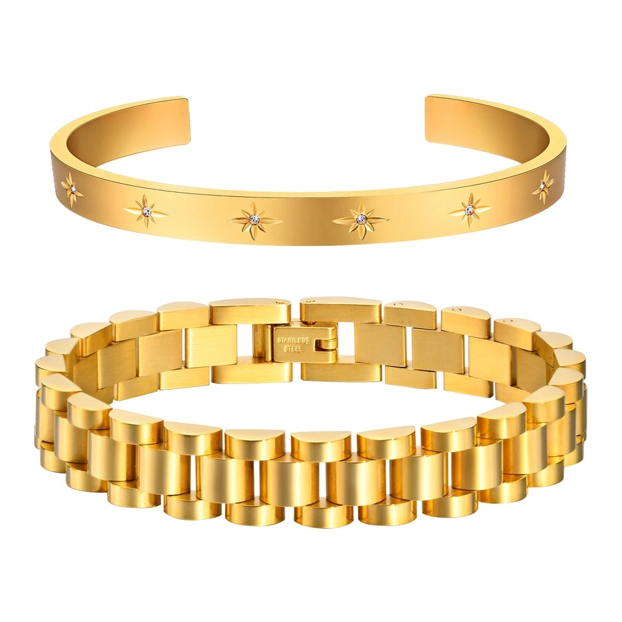 IG Style French Style Classic Style Devil's Eye 304 Stainless Steel 18K Gold Plated Zircon Bracelets Bangle In Bulk