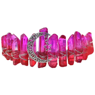 retro star moon crown alloy natural crystal crown