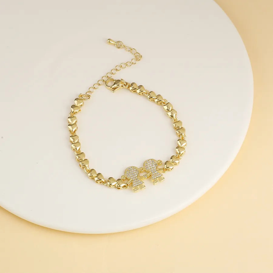 Copper Beaded Chain Plating Cartoon Character Bracelets