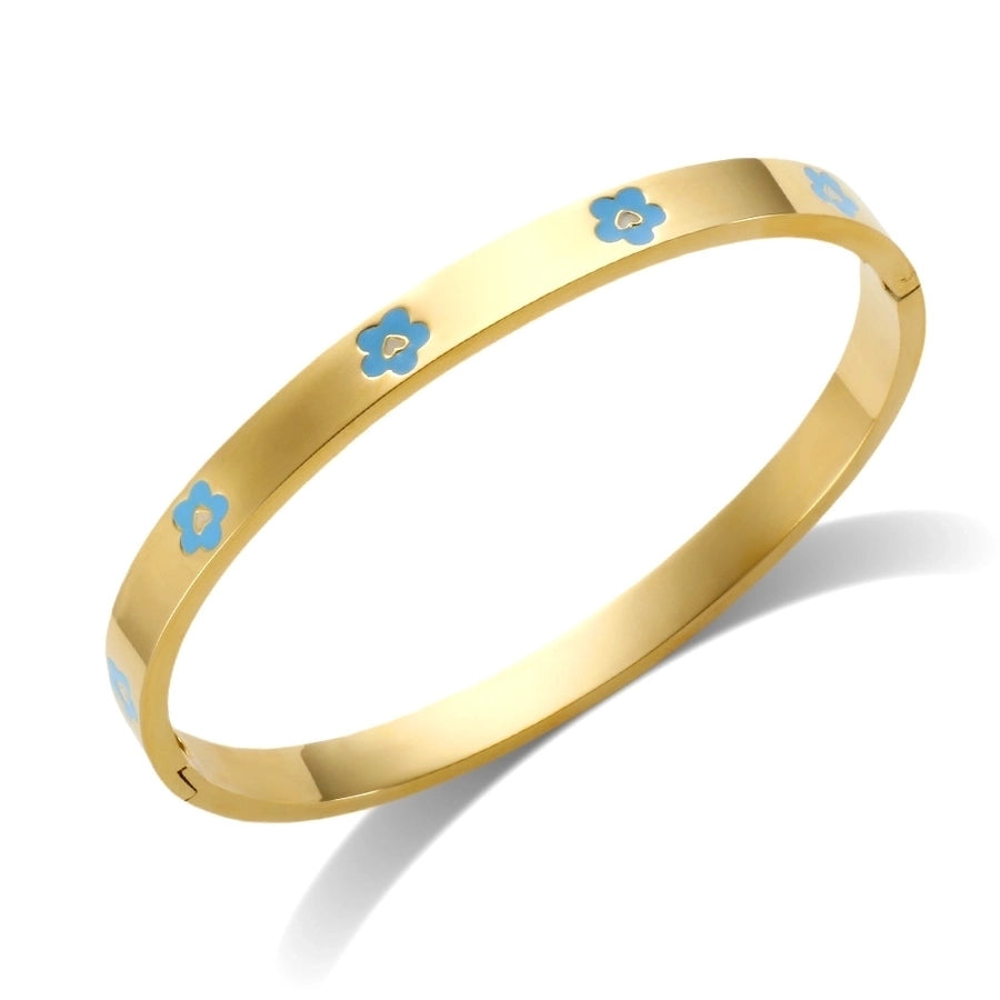 Elegant Heart Shape Flower Titanium Steel Bangle In Bulk