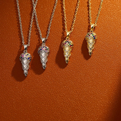 Jewelry Sweet Cone Copper Zircon 18K Gold Plated White Gold Plated Pendant Necklace