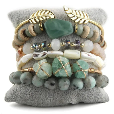Retro Geometric natural stone Beaded Chain Bracelets In Bulk