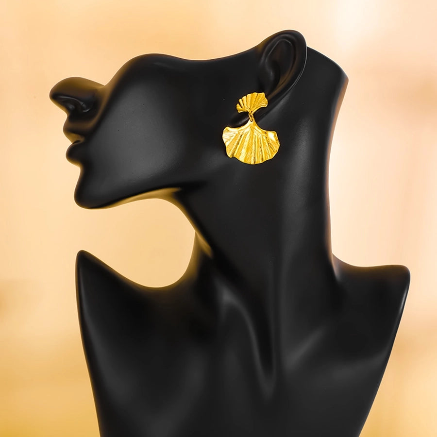 1 Pair Vintage Style Simple Style Classic Style Ginkgo Leaf Plating 304 Stainless Steel 18K Gold Plated Drop Earrings