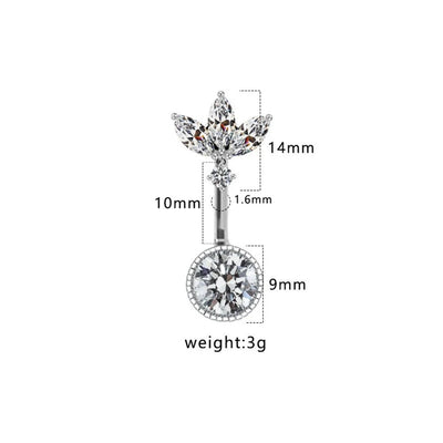 1 Piece Belly Rings Hip-Hop Sexy Heart Shape 316 Stainless Steel  Copper Plating Zircon White Gold Plated Gold Plated