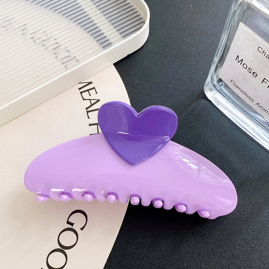 Women's Simple Style Heart Shape Plastic Resin Hair Claws