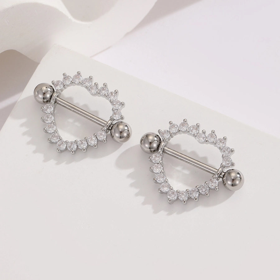 1 Pair Ear Cartilage Rings & Studs Modern Style Shiny Heart Shape 304 Stainless Steel Inlay Zircon Ear Cartilage Rings & Studs
