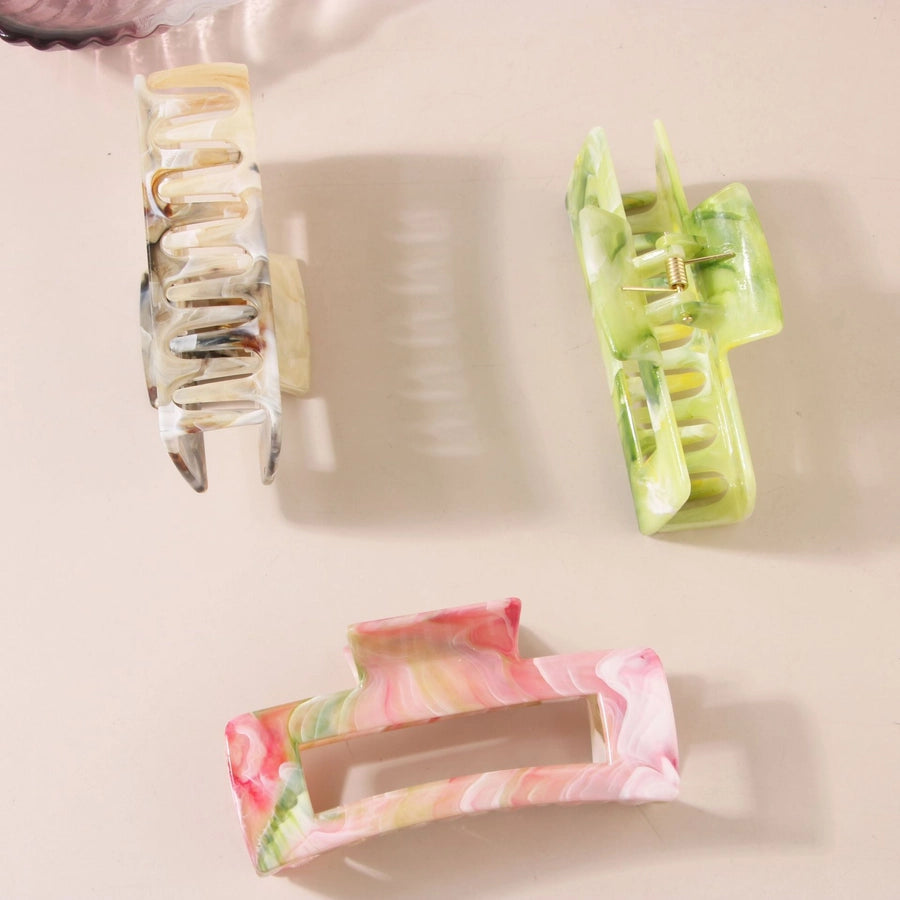 New Arrival Marble Color Rectangular Grip High-Grade Sense Niche Updo Imitation Acetic Acid Shark Clip Hair Accessories Headdress