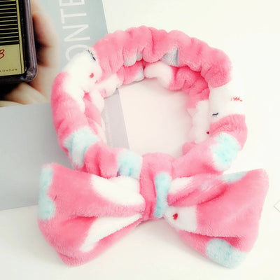 fashion stripe polka dots flannel bowknot hair band 1 piece