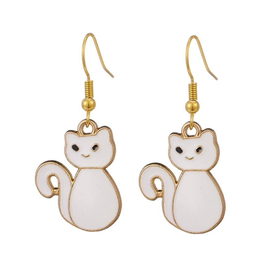 1 Pair Halloween Cute Cat Enamel 304 Stainless Steel 18K Gold Plated Drop Earrings