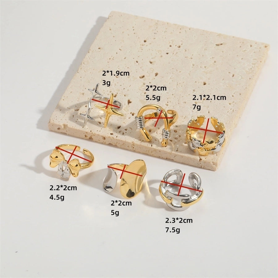 Copper 14K Gold Plated Geometric Star Rings