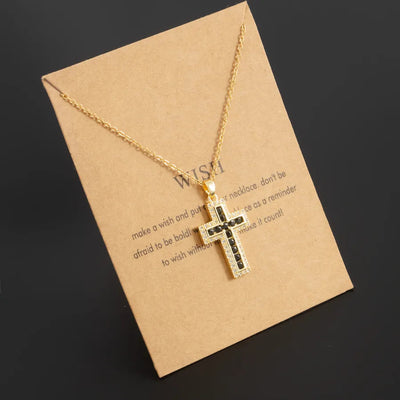 Stainless Steel 18K Gold Plated Simple Style Plating Inlay Cross Zircon